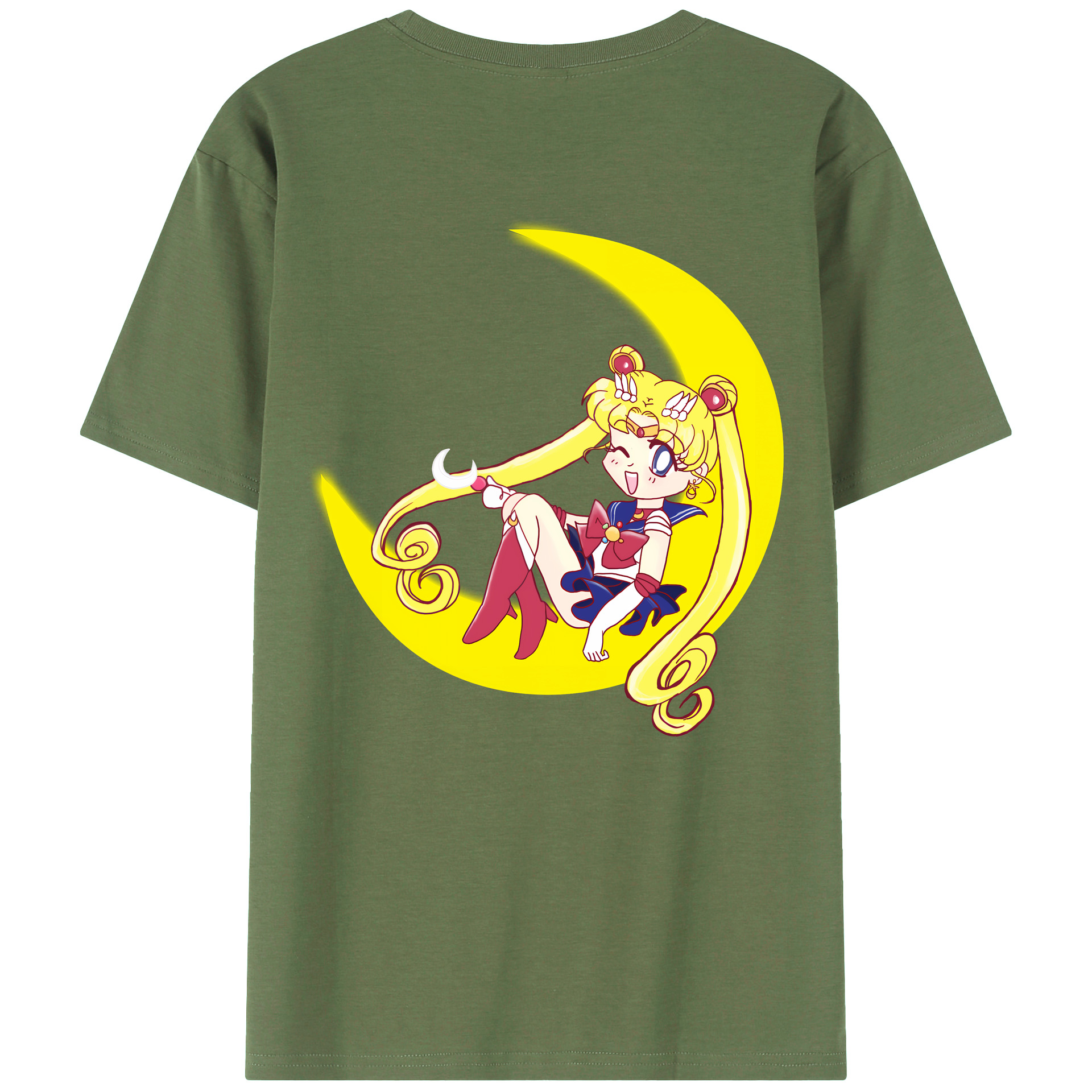 （画像用） 美少女戦士セーラームーン 月野 うさぎ つきの うさぎ Sailor Moon Tsukino Usagi 綿100％ メンズ半袖Tシャツ（バックプリント） 通気性